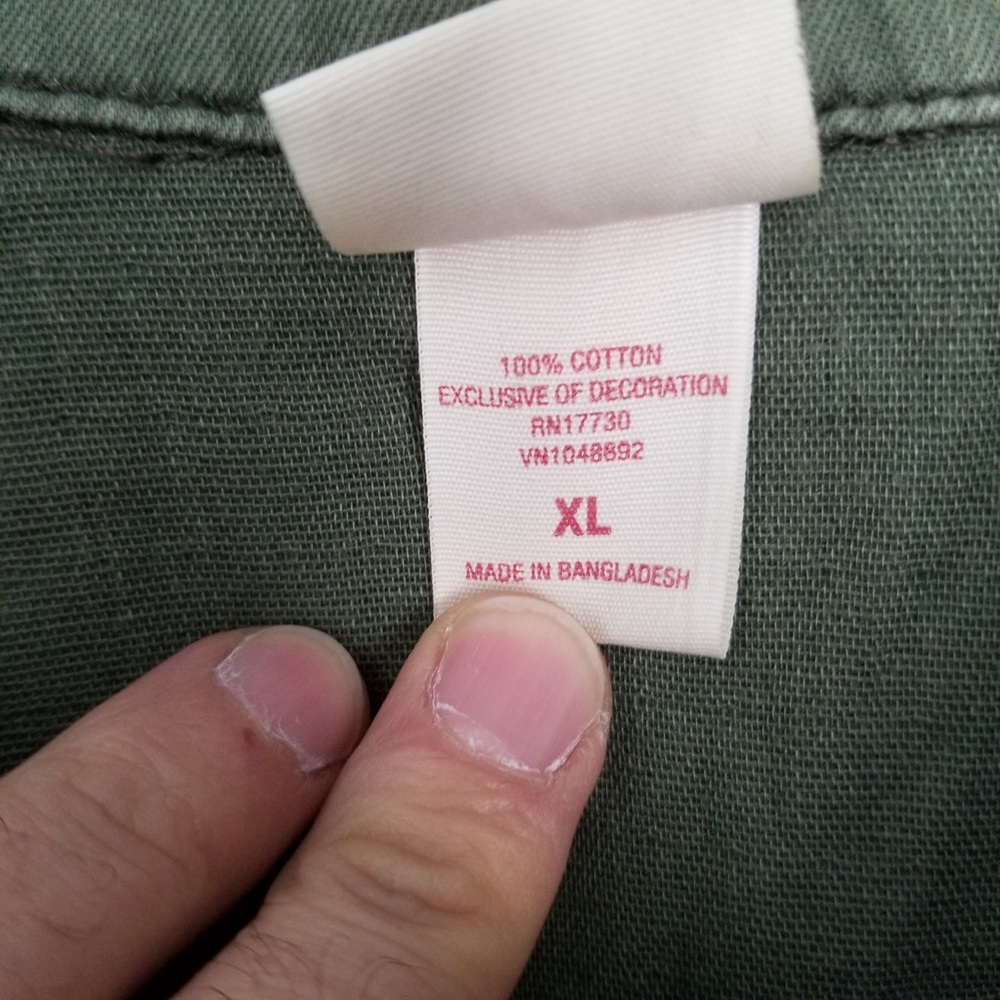 Army Green Lightweight Utility Jacket Cinch Waist - Picture 3 of 7